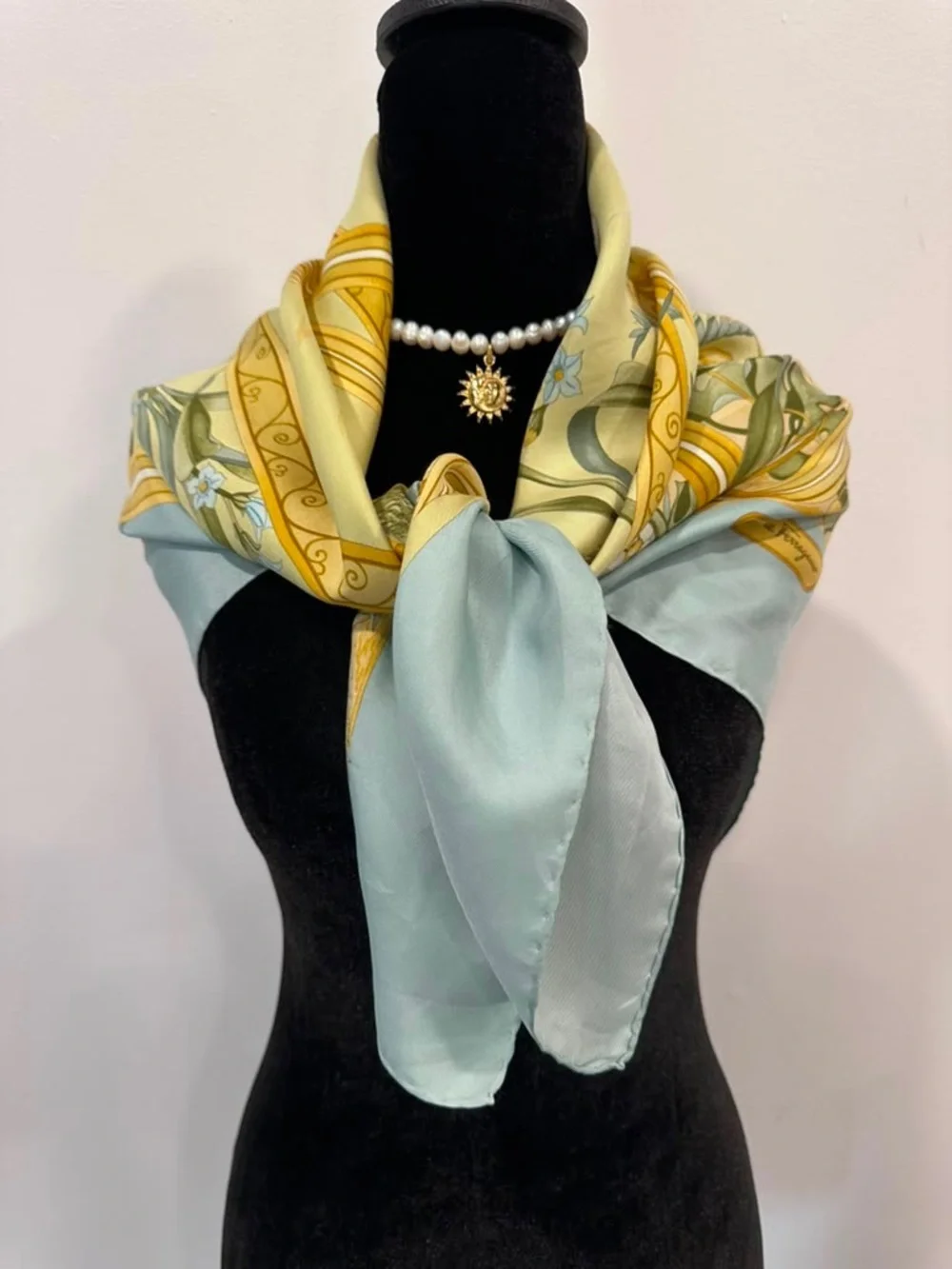 Salvatore Ferragamo Silk Scarf Blue